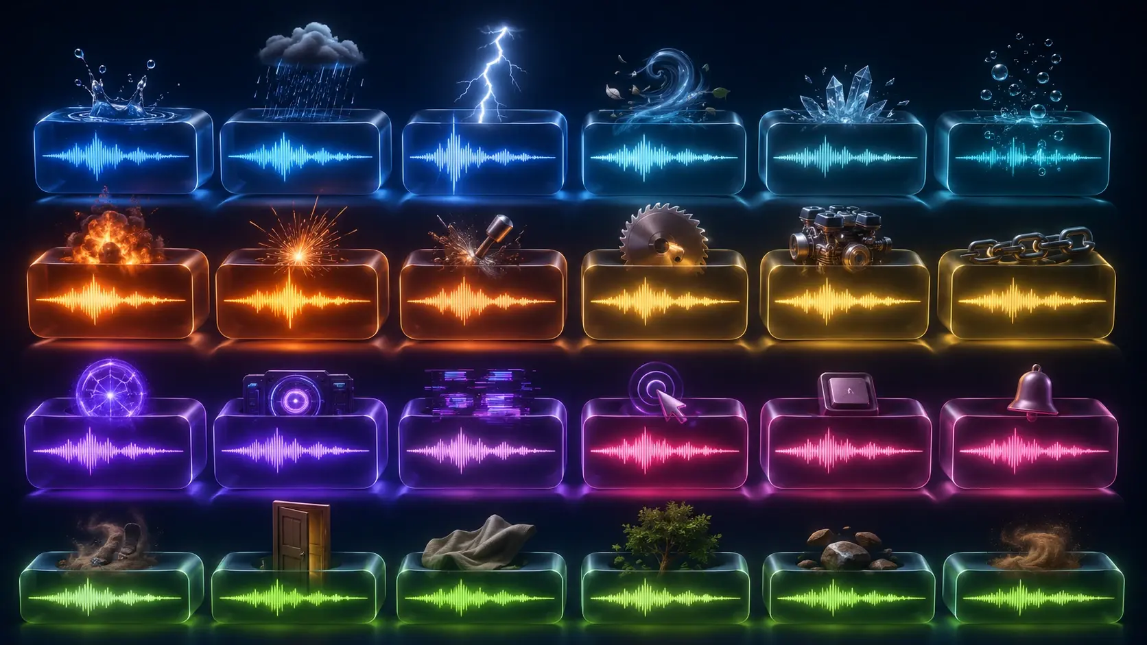 City, nature, and indoor tiles used to add sound to video with quick picks
