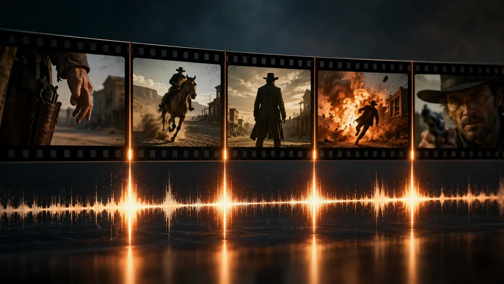 Action timeline markers showing add sound to video matched to jumps and door slams
