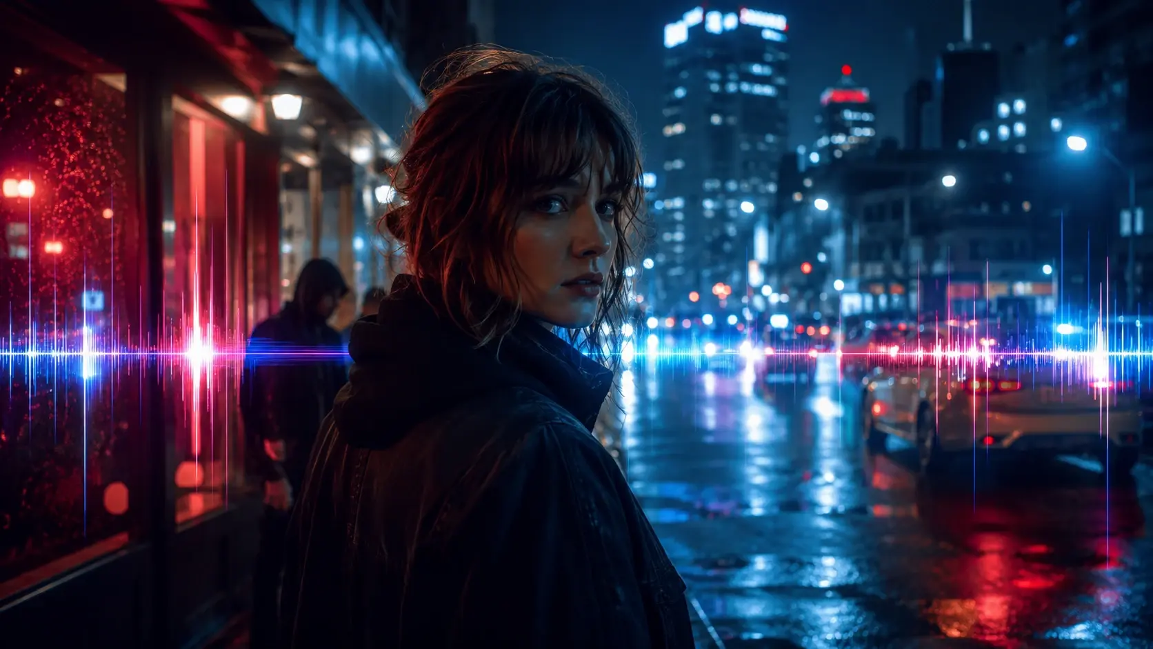 Night city reel layered with lydeffekter for doors and footsteps