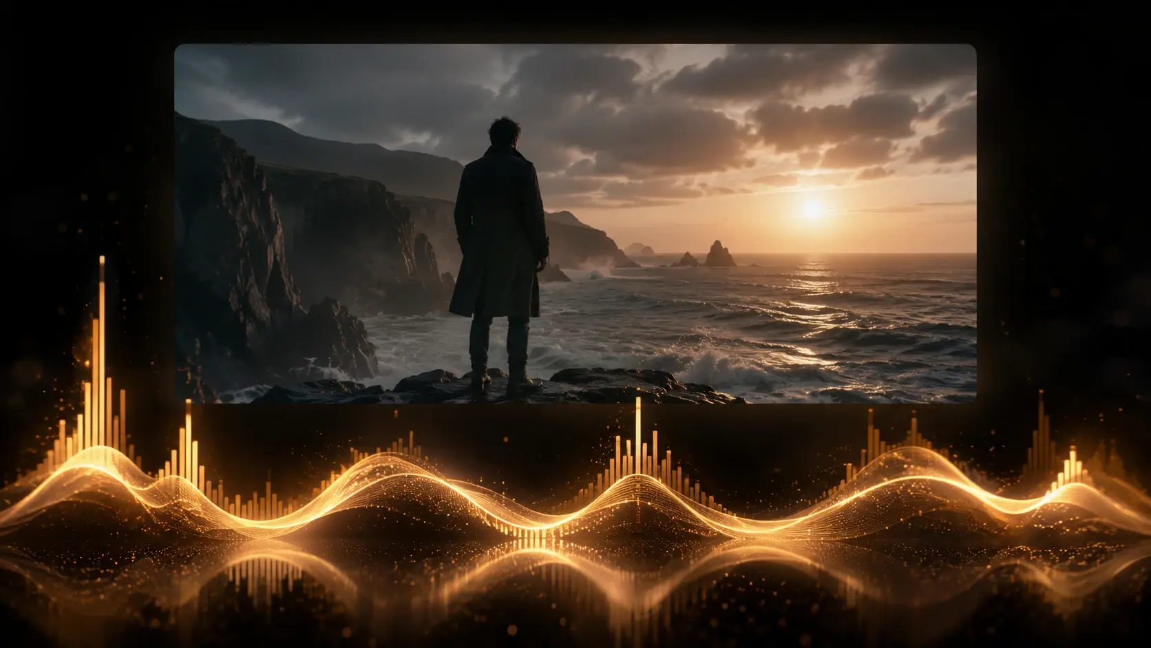 Video timeline creating a soundtrack with ai music generator in Fluxx