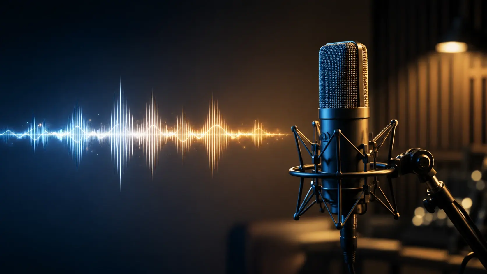 Script box turning into audio waves for Fluxx text to speech voiceover