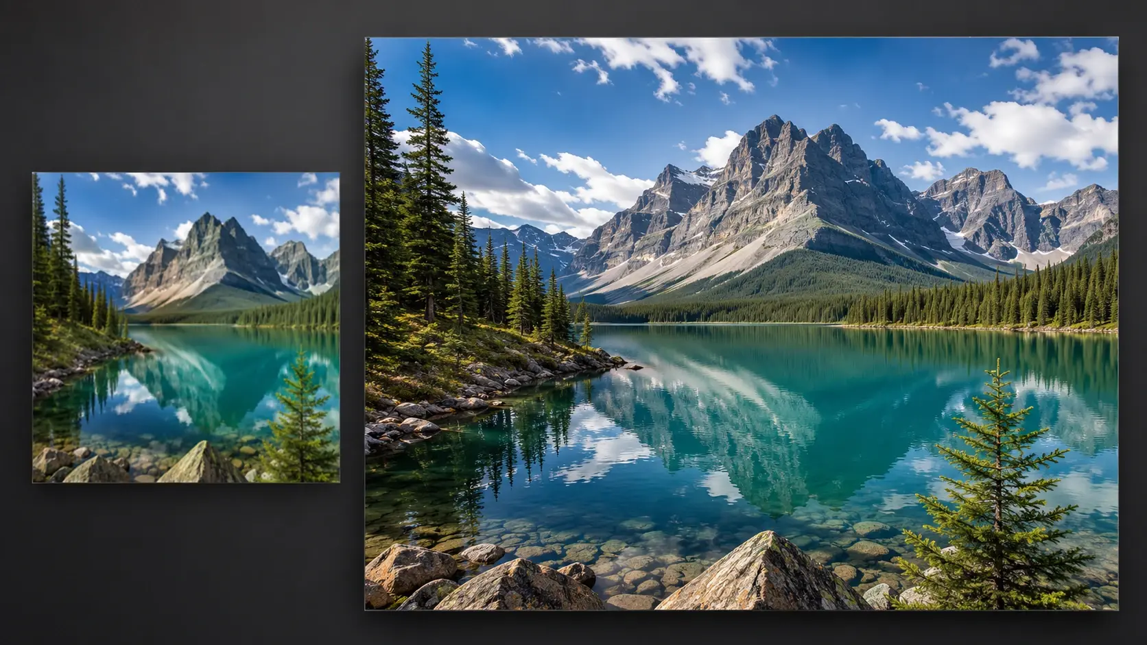 Tiny cartoon icon enlarged two times with clean edges in the image upscaler