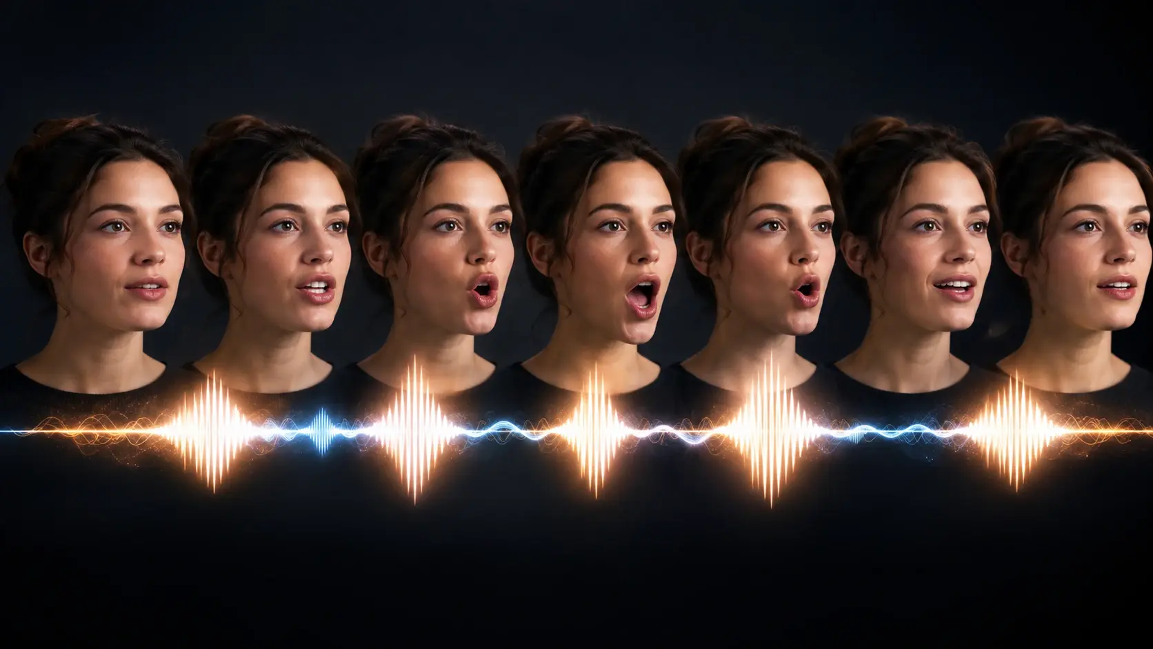 Avatar preview with lip sync timing marks around a smiling mouth