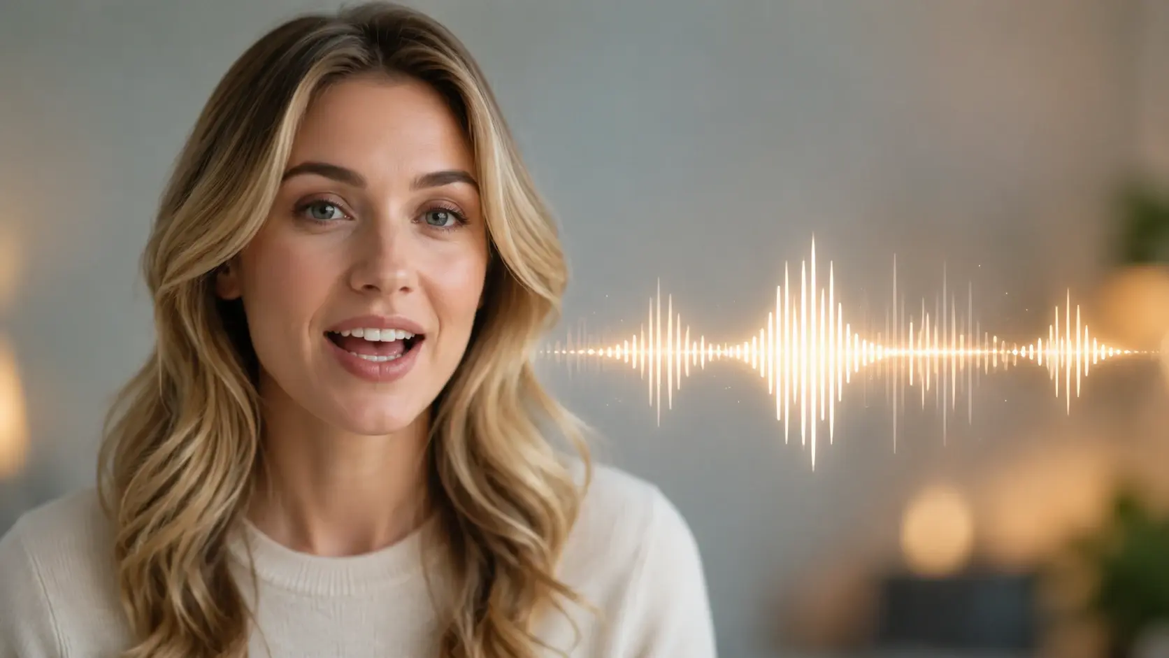 Virtual host on a laptop screen doing lip sync for a welcome video